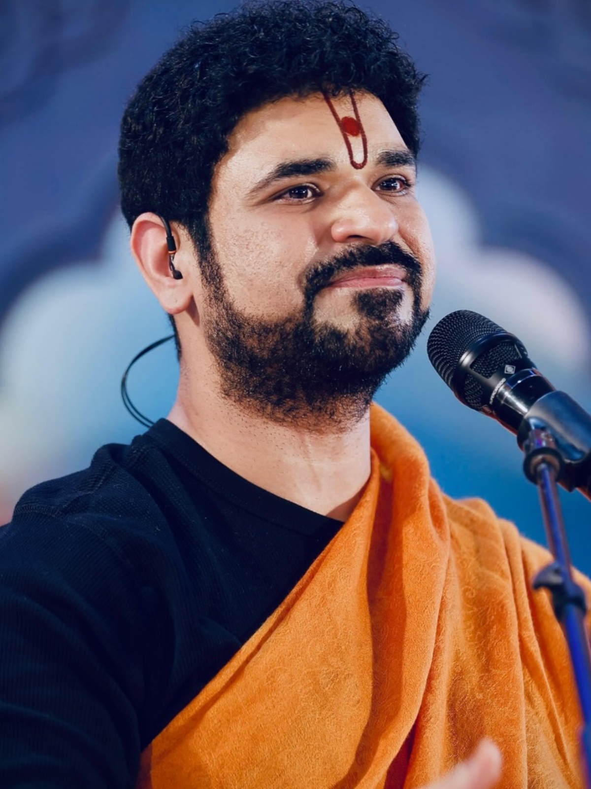 Portrait of Shri Gaurav Krishna Goswami Ji — A renowned spiritual guide and Bhagwat Mission founder