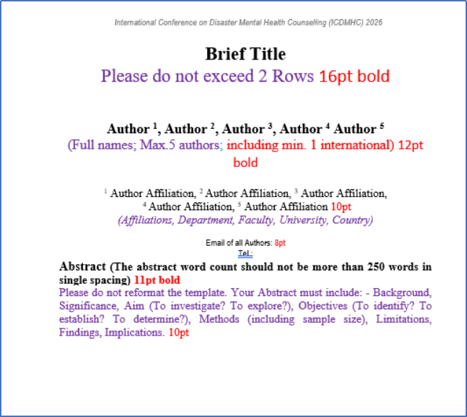 Abstract Template for Poster Competition