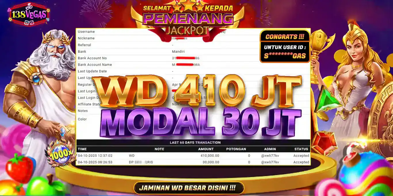 138vegas wd member 410 juta