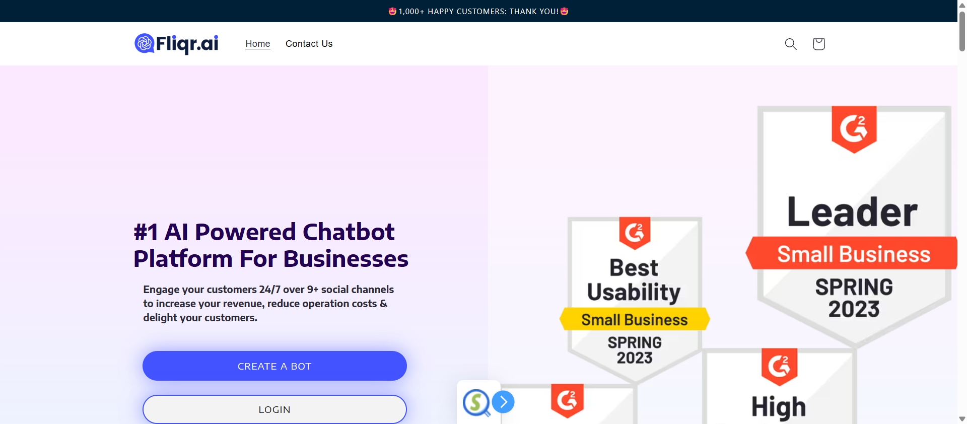 Screenshot of Fliqr AI website