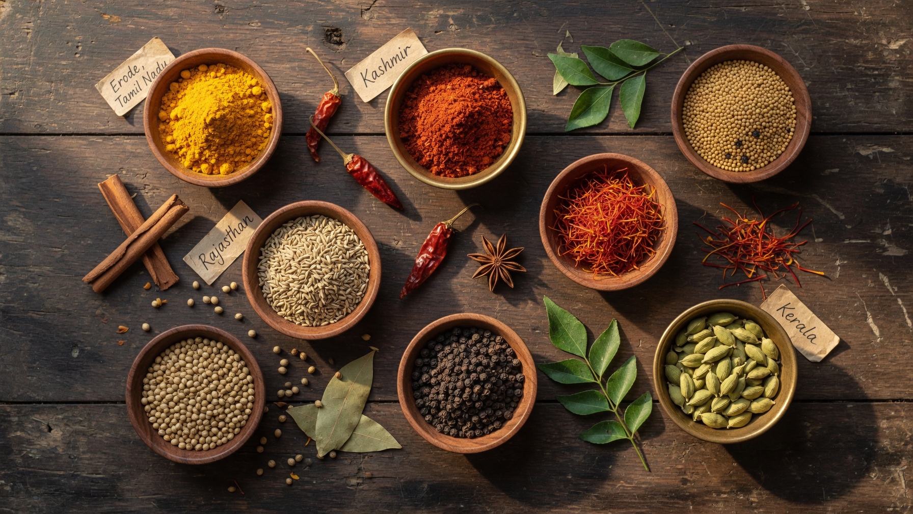 Authentic Indian spices regional collection