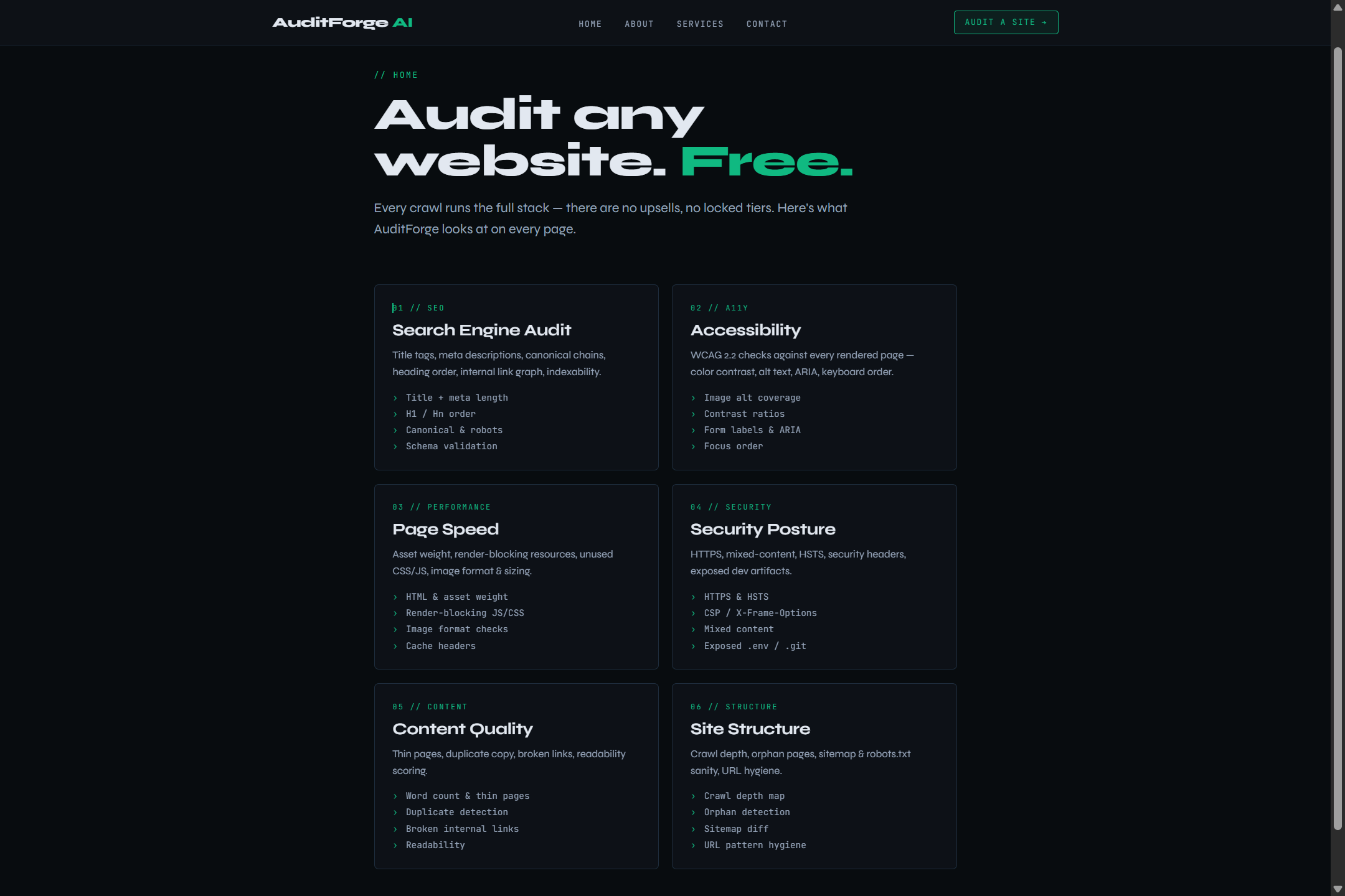 AuditForge AI — Audit any website, free