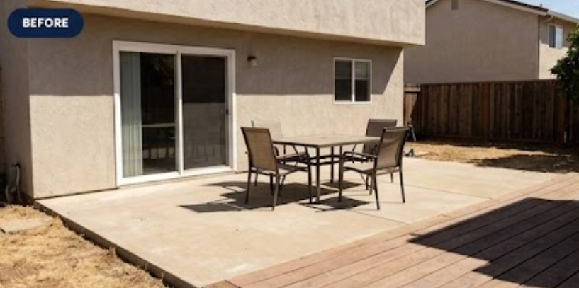 Patio before retractable awning installation