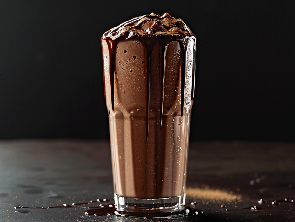 Chocolate recovery shake in a glass