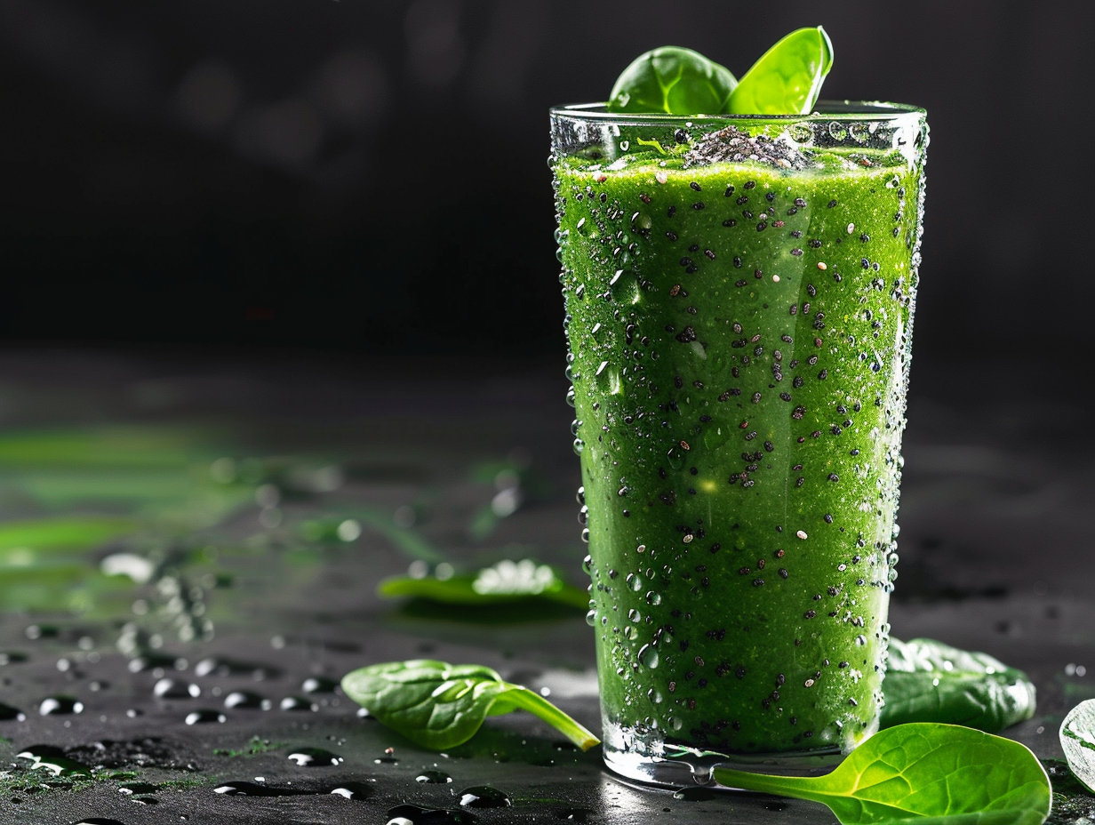 Green smoothie in a glass