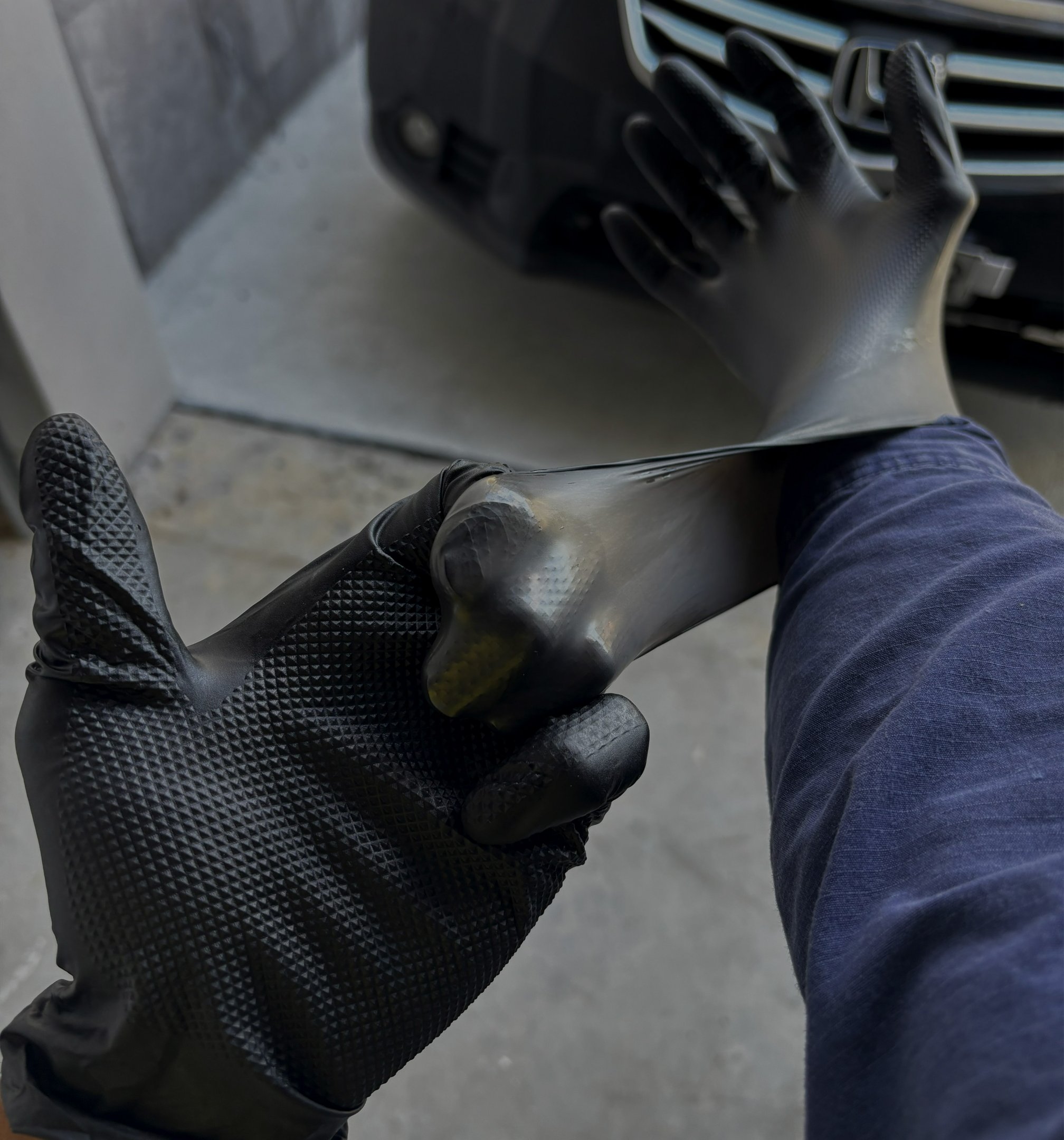 BLACKPALM glove stretched over a hand showing its strength