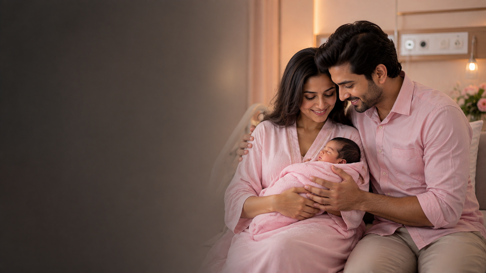 Happy couple at fertility clinic