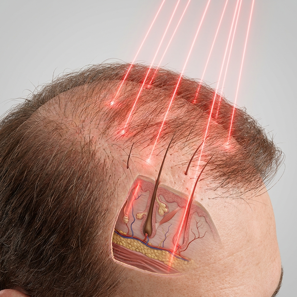 Laser energy reaching hair follicles