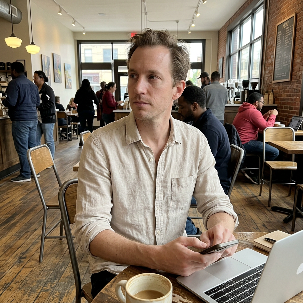Man distracted by the thought of early hair loss