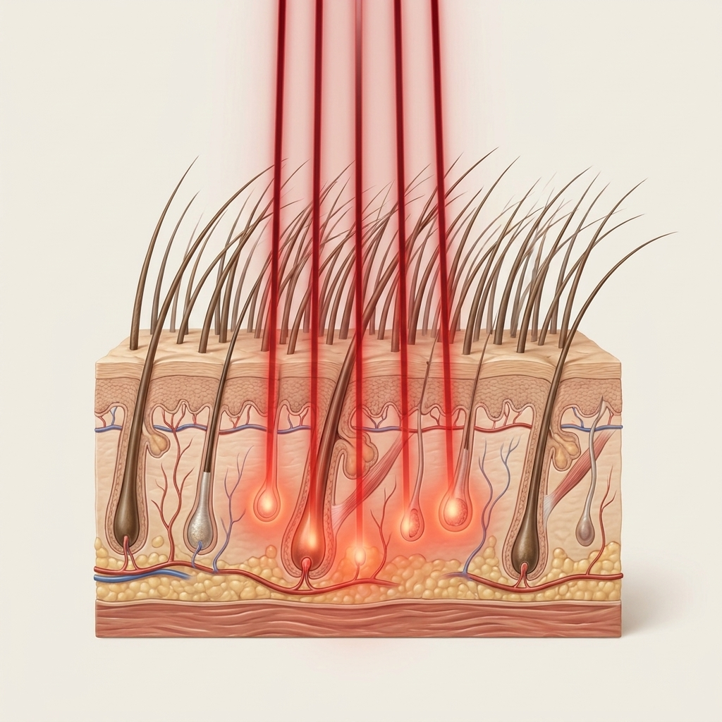 Light reaching the deeper follicle region