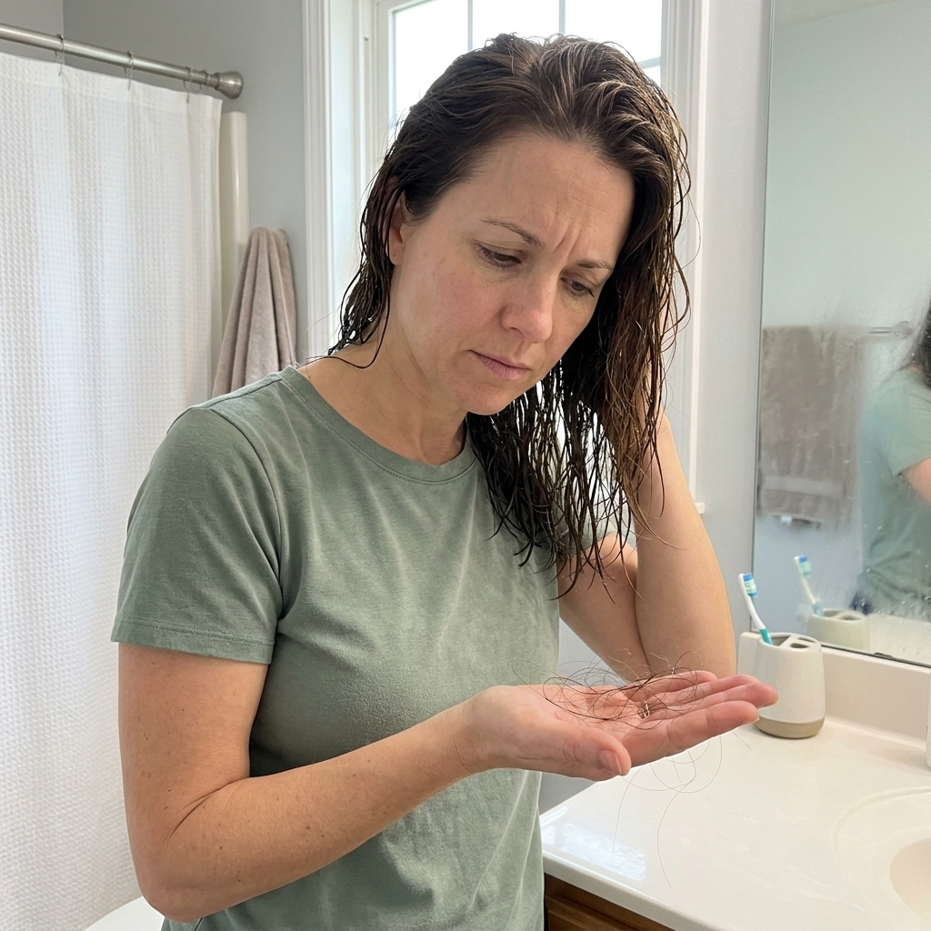 Woman noticing changes in her hair