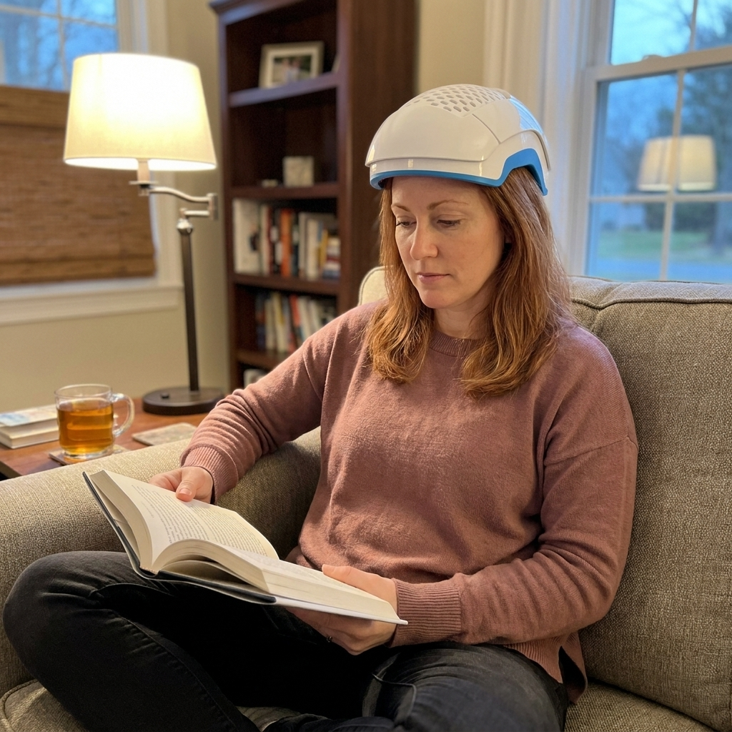 Woman naturally using Theradome at home