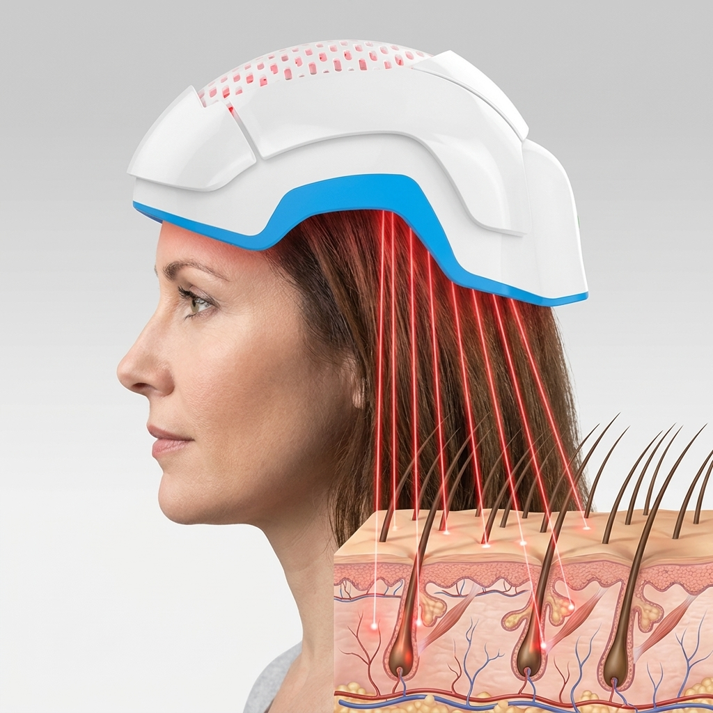 Theradome laser delivery reaching the scalp and follicle region