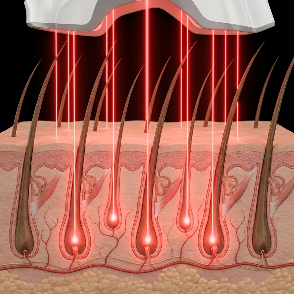 Laser light reaching the hair follicle region