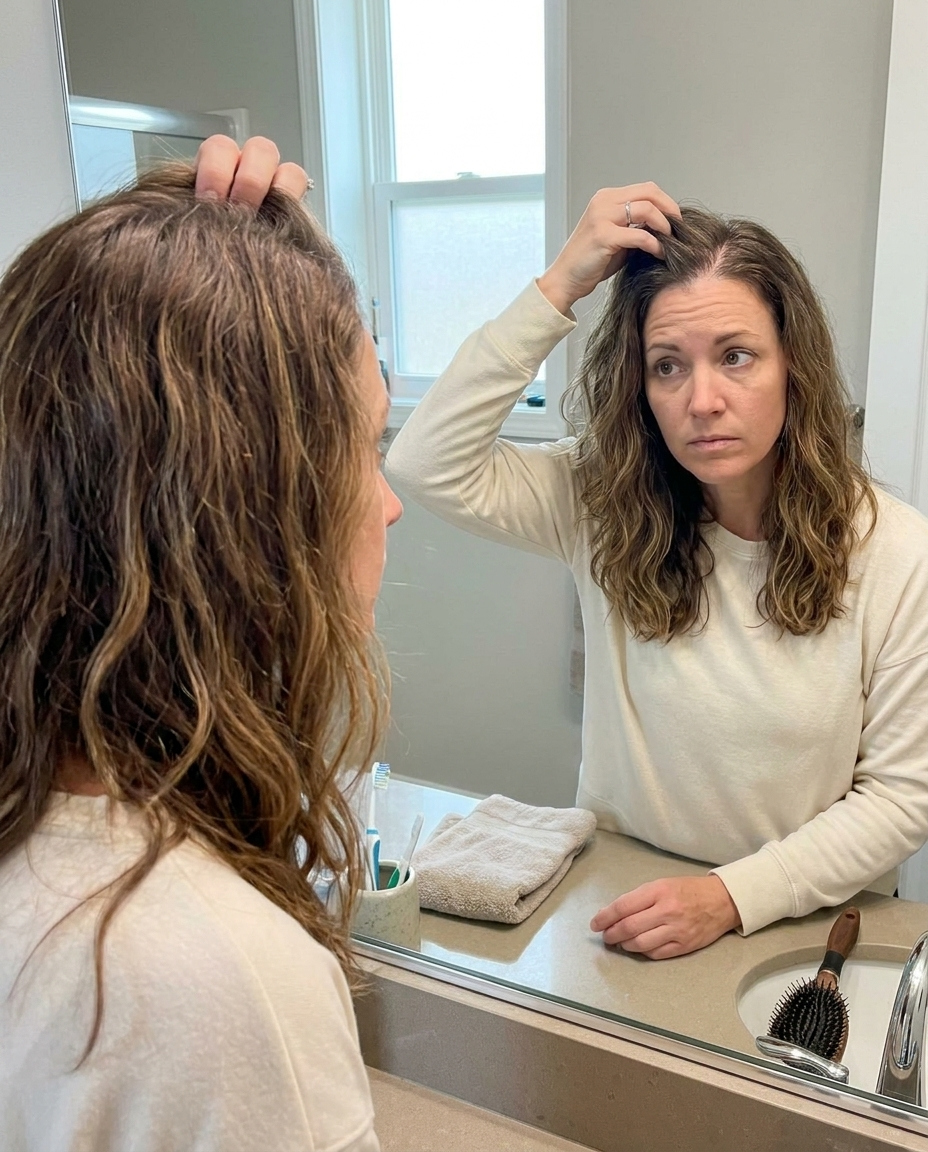 Woman noticing changes in her hair