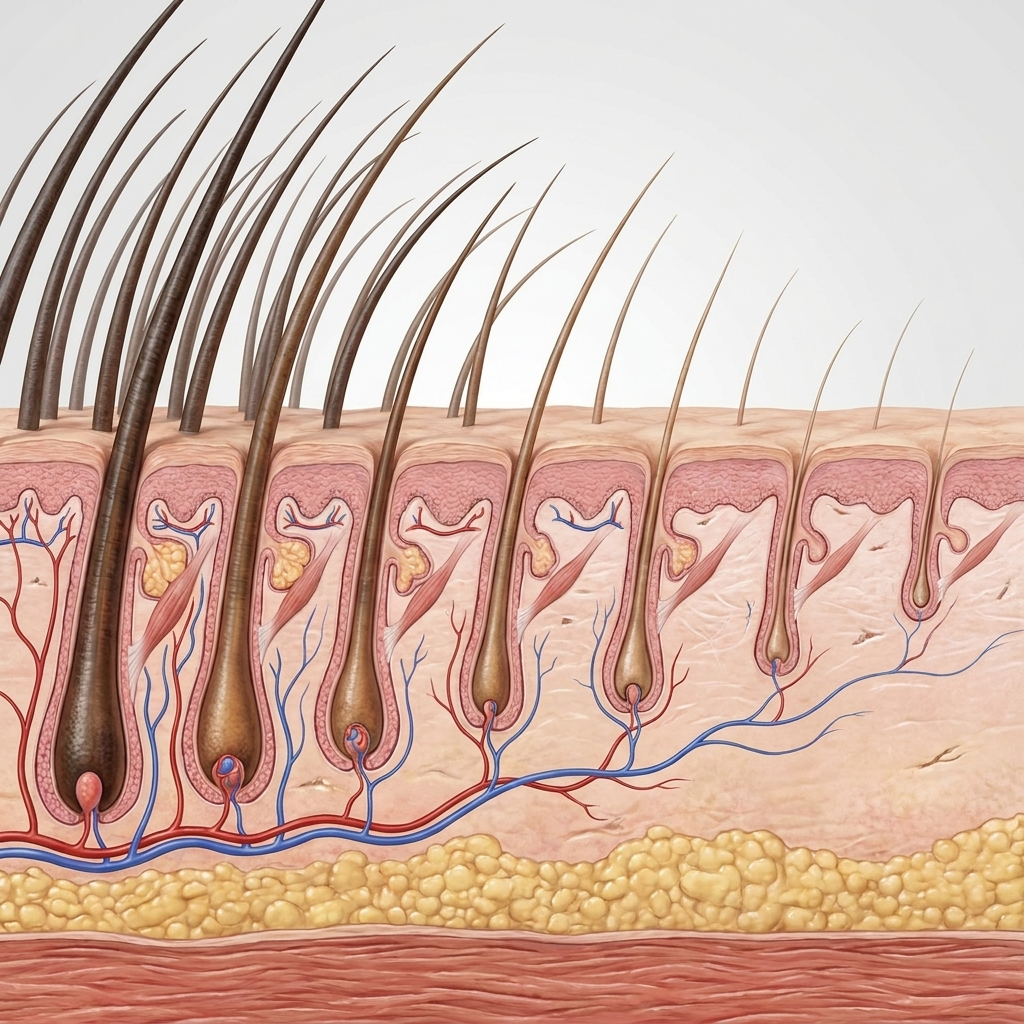 Progression of hair follicle miniaturization