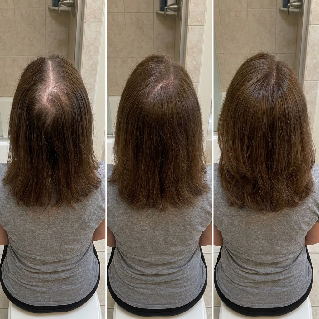 Three-stage progression of female hair density