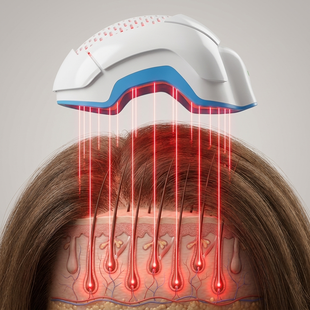 Theradome light reaching the hair follicle beneath the scalp