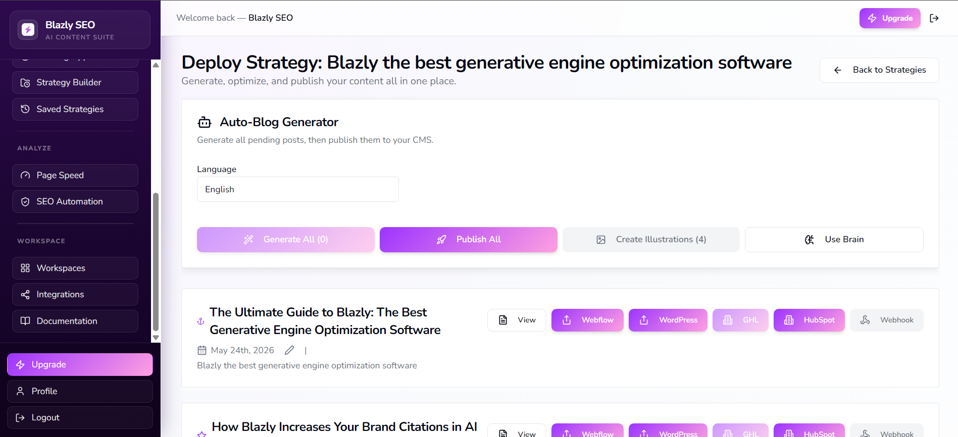 Generate all articles from Strategy Builder