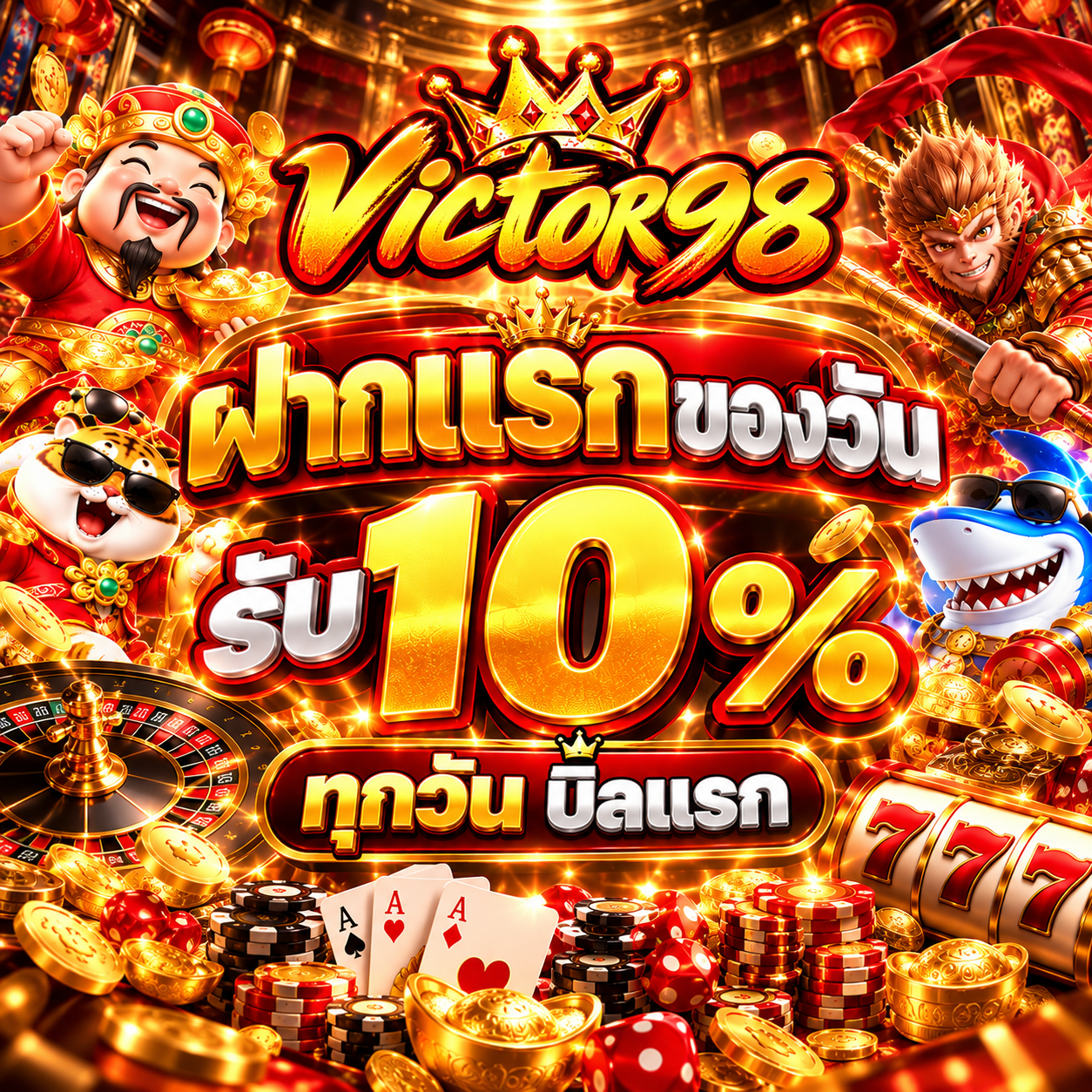 VICTOR98 ฝากแรกของวัน รับ 10%