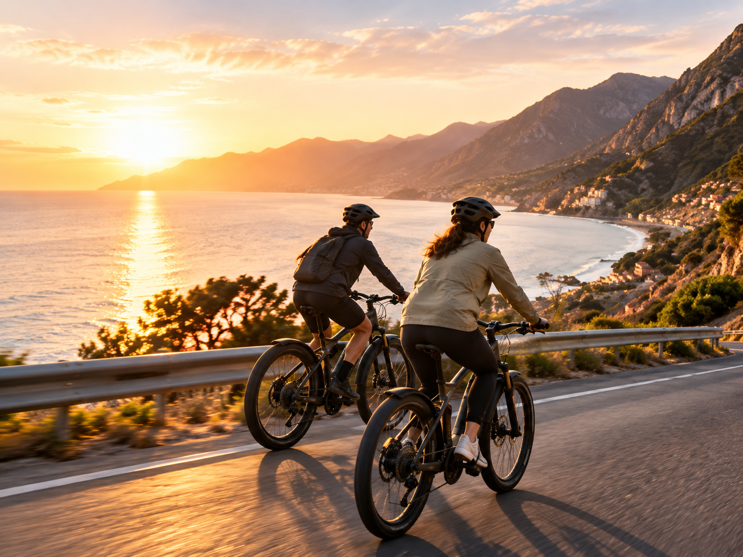 Parent riding an e-bike