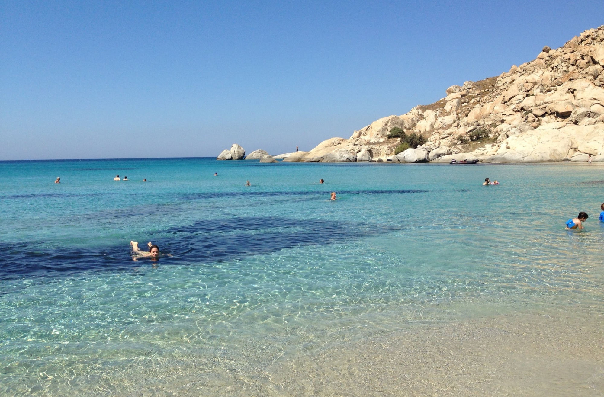 Crystal-clear turquoise water on a Naxos beach