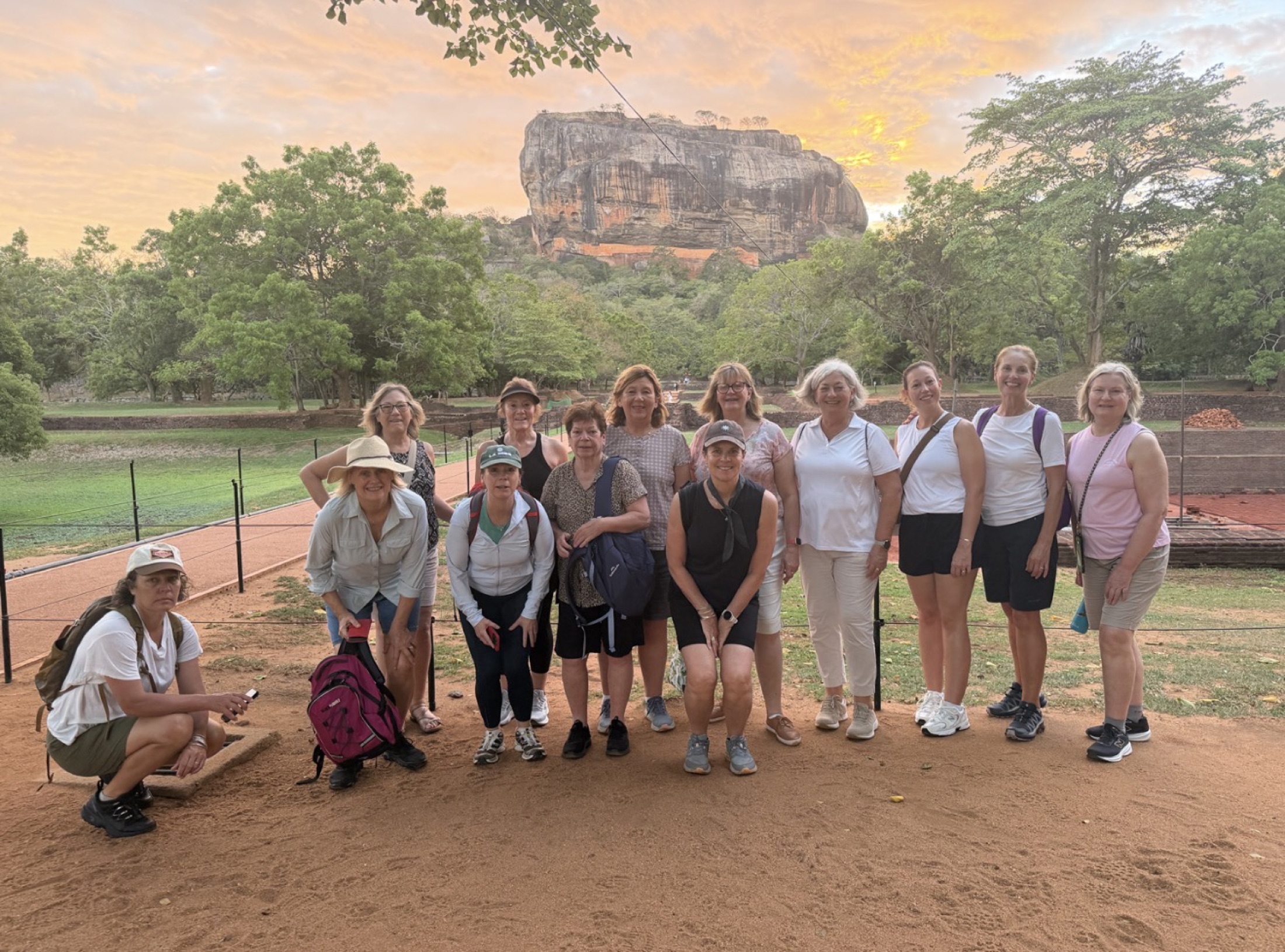 Our women’s group in front of Sigiriya Rock at sunset