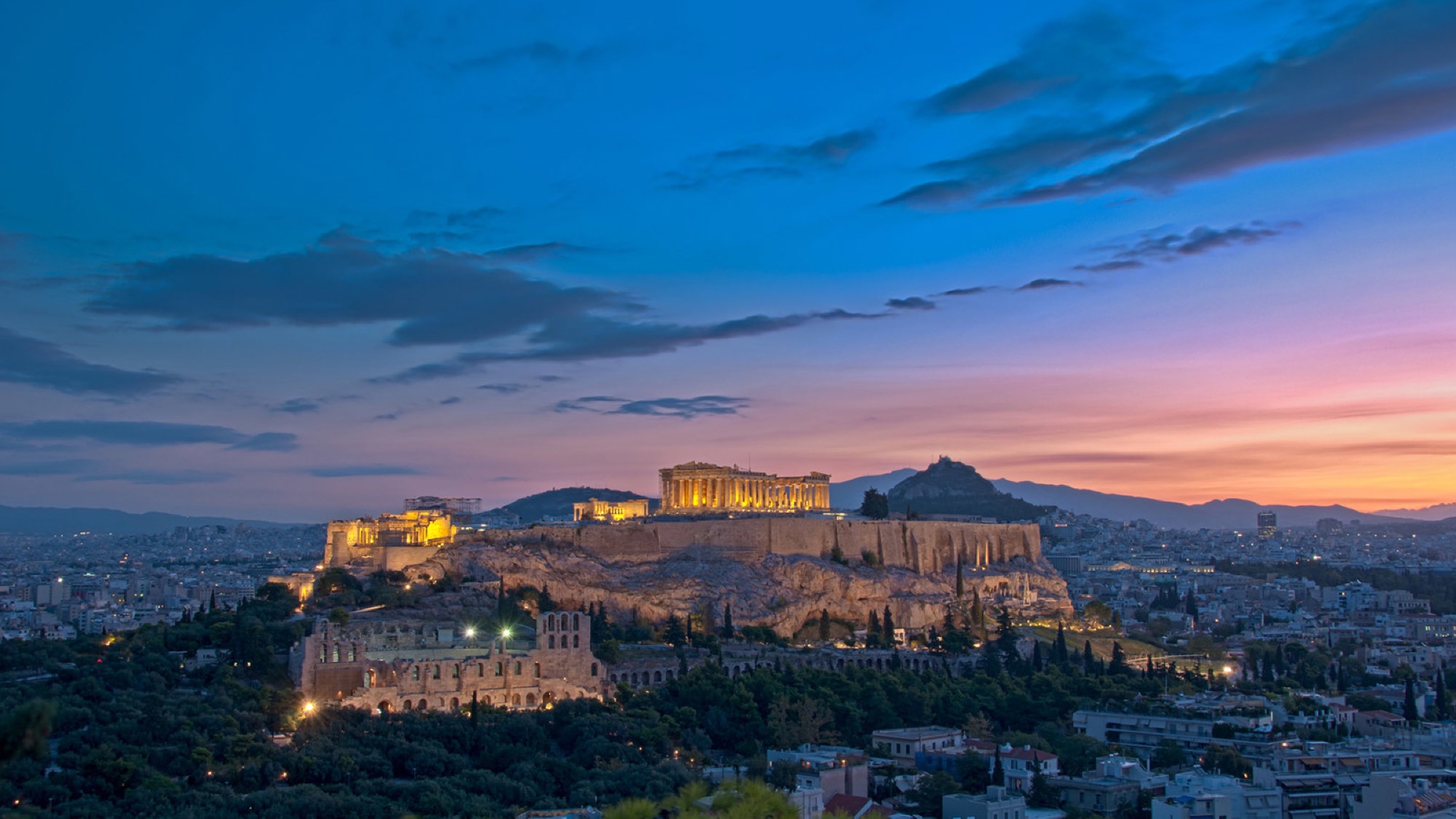 Watch Athens glow at dusk