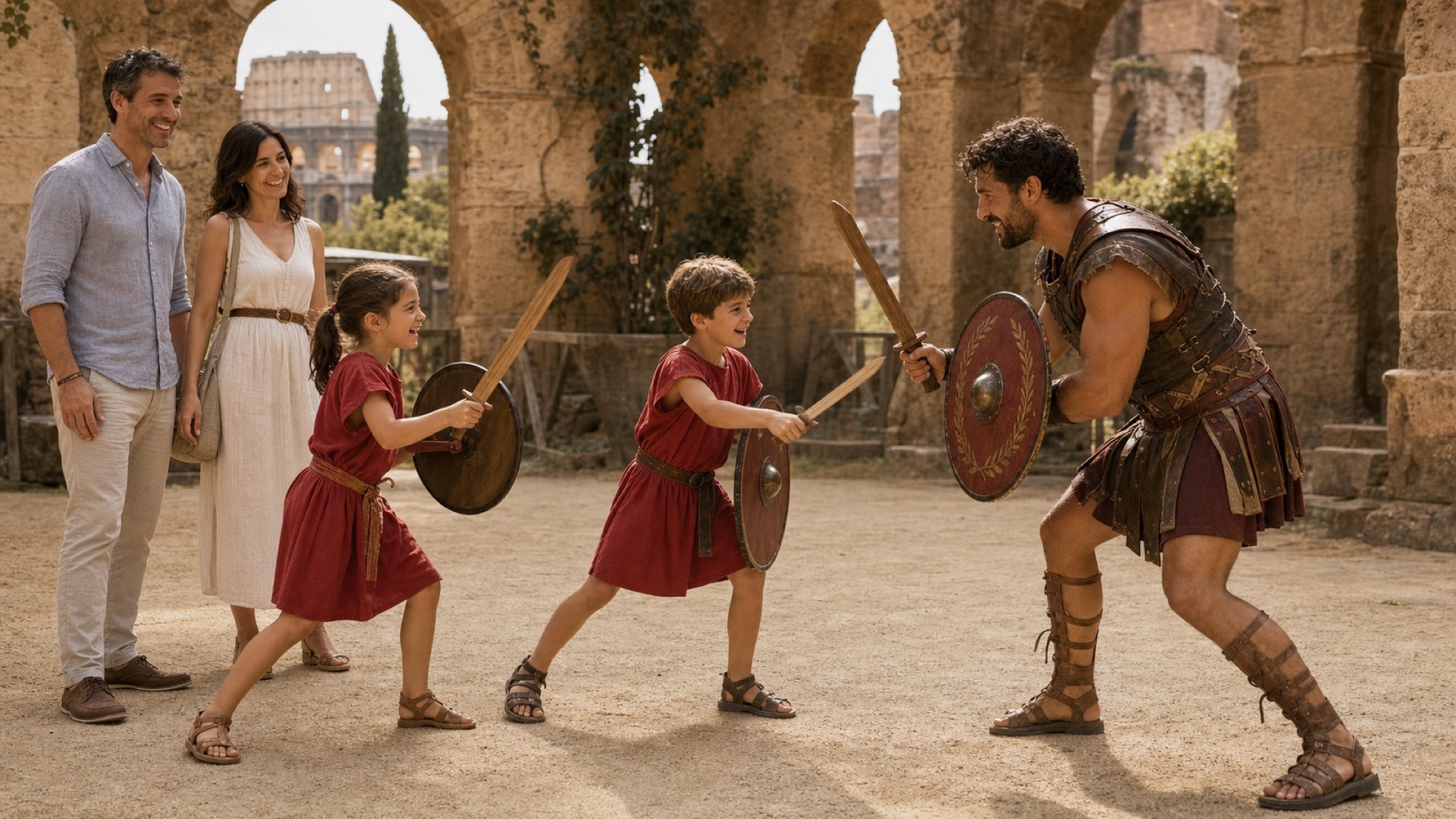 Children learning to be gladiators in Rome