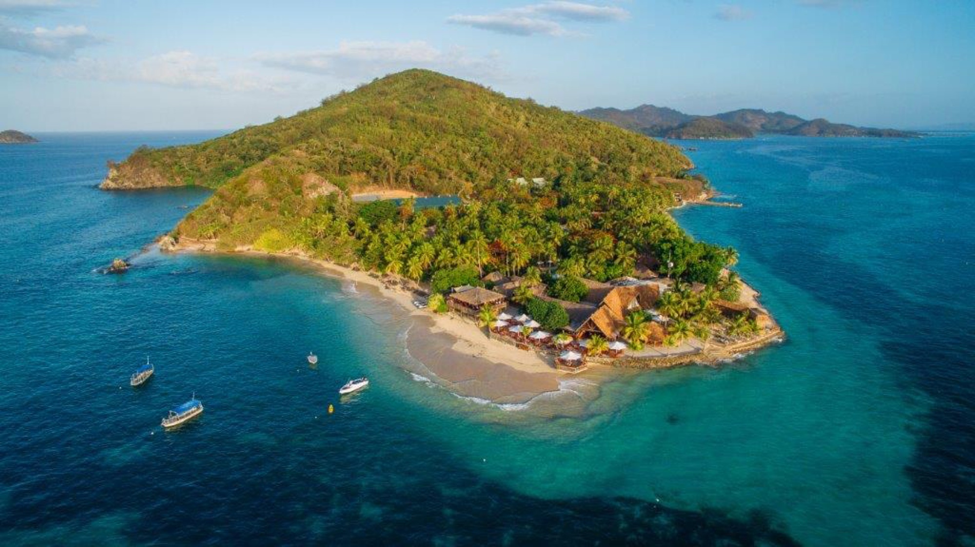 Aerial view of Castaway Island in the Mamanuca Islands, Fiji