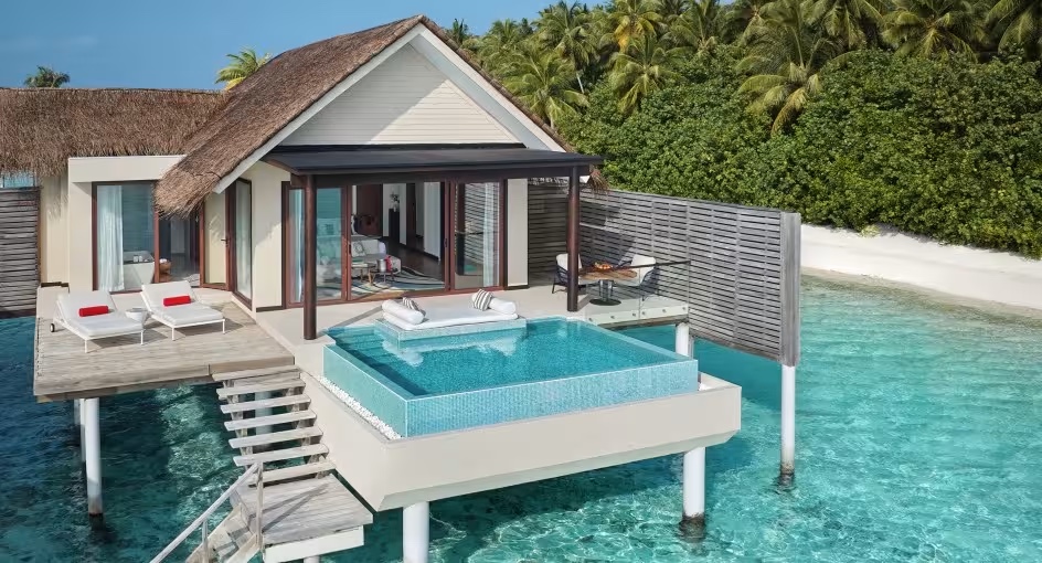 Overwater villa with a private plunge pool in the Maldives