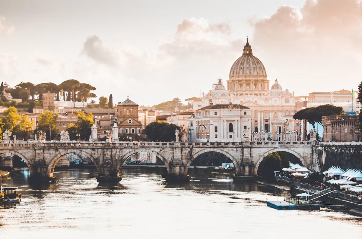 St Peter’s Basilica above the Tiber in Rome