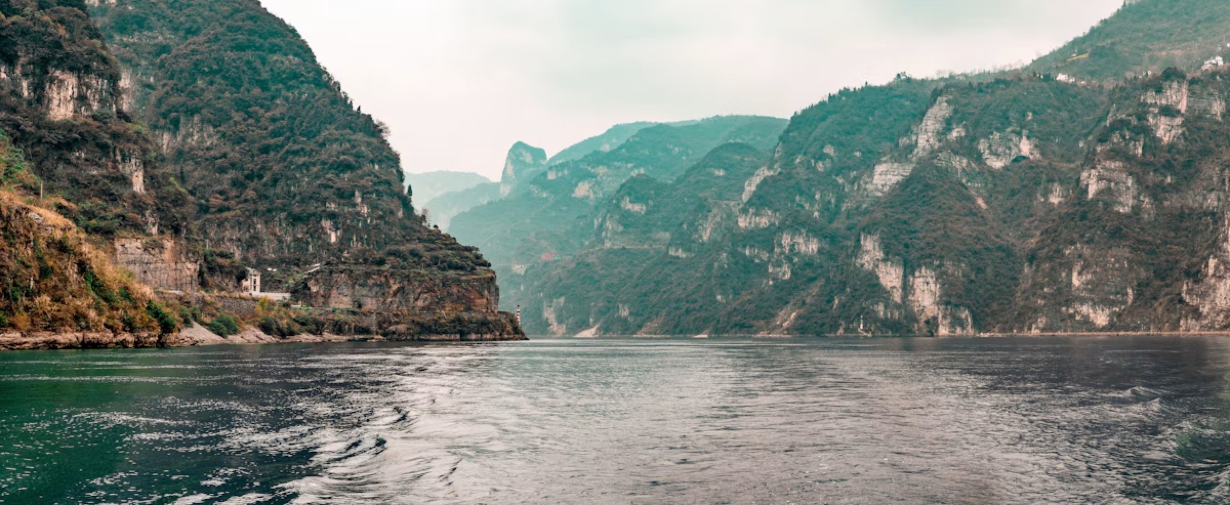 Steep green gorges along the Yangtze River