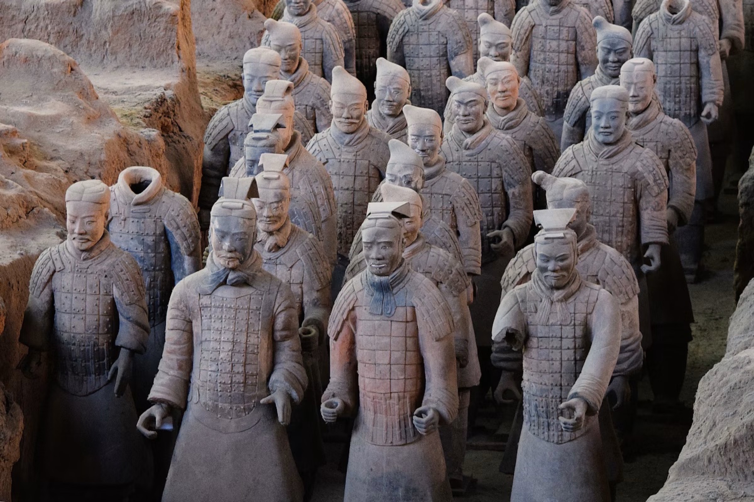 Rows of Terracotta Warriors in Xian