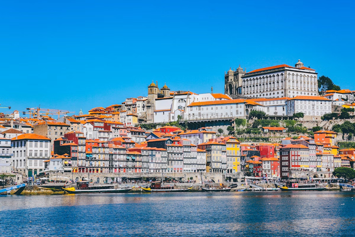 Porto’s colourful Ribeira waterfront on the Douro
