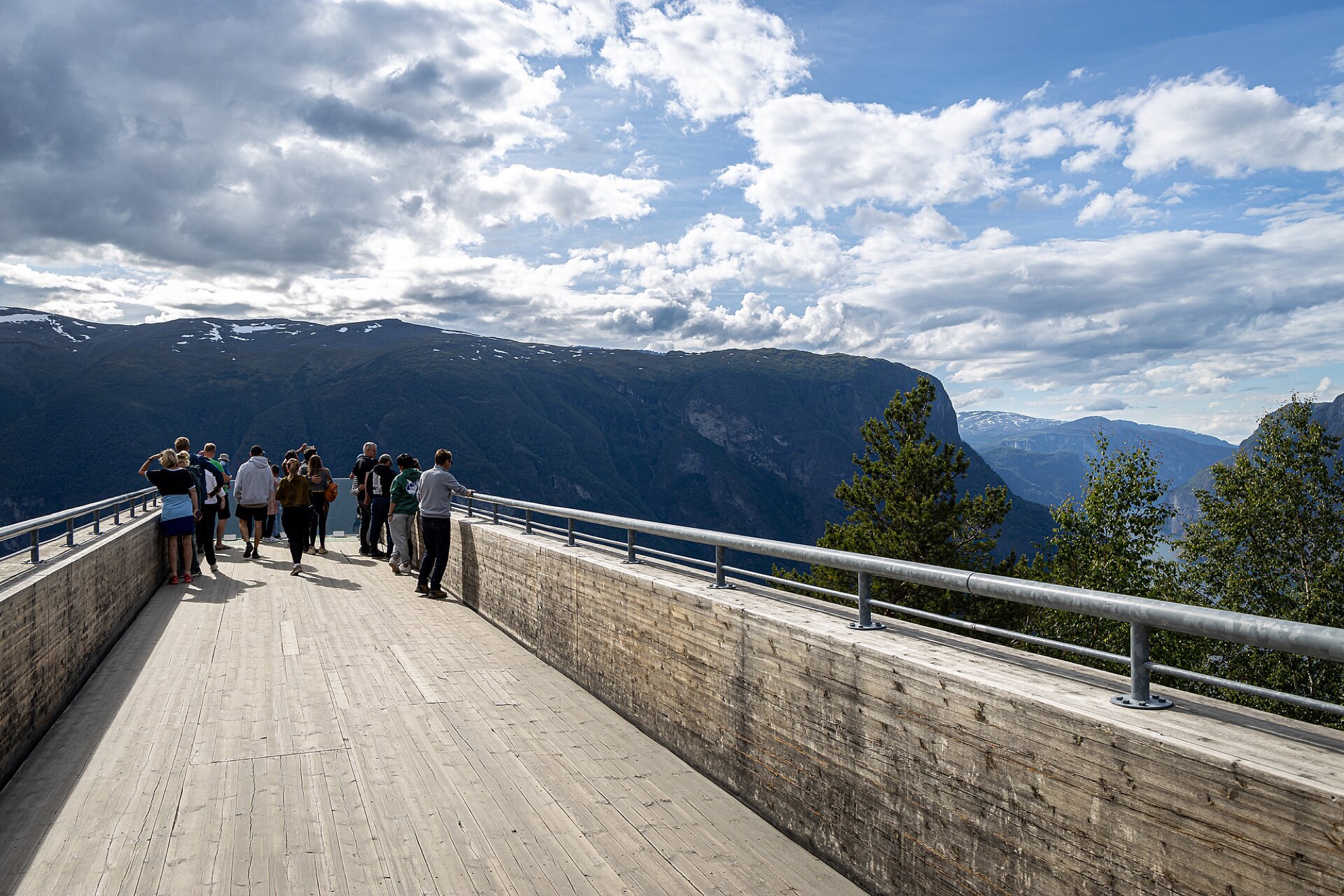 Visitors on the Stegastein viewing platform above the Aurlandsfjord